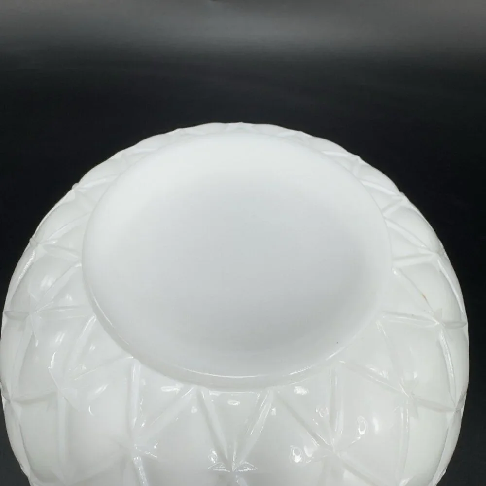 1970S Indiana Glass Milk Glass‎ Quilted Duette Crimped Edges White Dish Bowl VTG